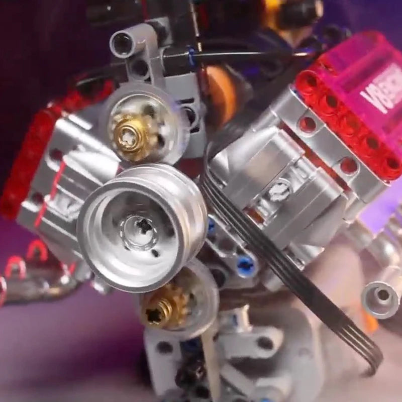 V8 Engine Motorized Simulation Building Blocks Electric Drive Technical Model Toy Gift