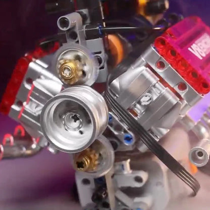 V8 Engine Motorized Simulation Building Blocks Electric Drive Technical Model Toy Gift