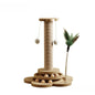 Pet Cat Toy Turntable Solid Wood Sisal Balls Funny Scratching Furniture