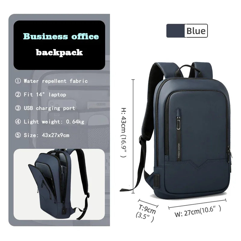 HK Slim Backpack For Men 15.6 Inch Laptop Bags Waterproof Minimalist Business Backpack With USB Charging Casual Travel Work Bag-EXPROTAS