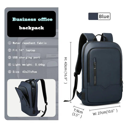 HK Slim Backpack For Men 15.6 Inch Laptop Bags Waterproof Minimalist Business Backpack With USB Charging Casual Travel Work Bag-EXPROTAS