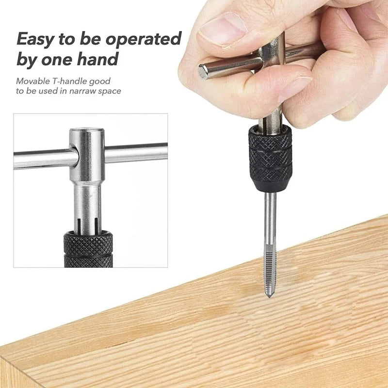 M3 M4 M5 T-Handle Wrench Tap Reamer Hand Tool Set M6 M8 Adjustable