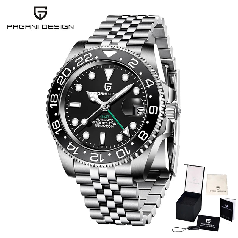 PAGANI Design PD-1662 Men’s Automatic Watch Stainless Steel Ceramic Bezel Waterproof