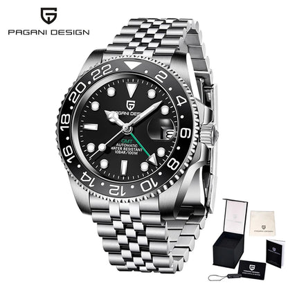 PAGANI Design PD-1662 Men’s Automatic Watch Stainless Steel Ceramic Bezel Waterproof