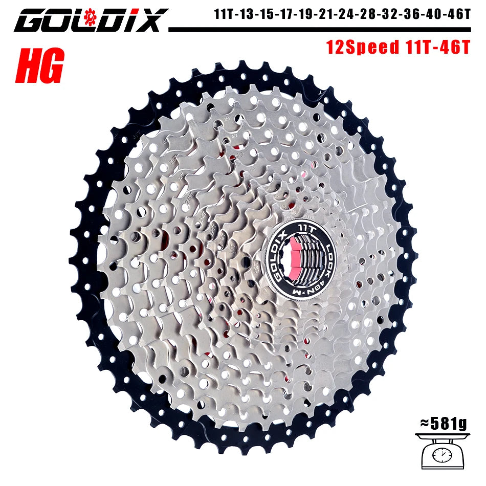 GOLDIX MTB Cassette 8/9/10/11/12 Speed 36T-52T HG for Shimano SRAM Freehub