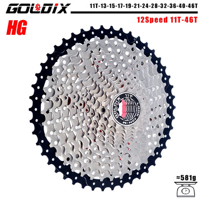 GOLDIX MTB Cassette 8/9/10/11/12 Speed 36T-52T HG for Shimano SRAM Freehub