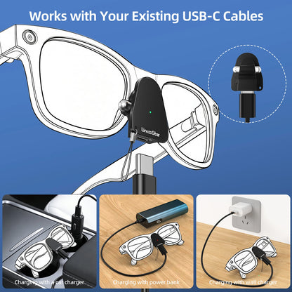Charger Adapter for Ray-Ban Meta Glasses USB C Dock for Wayfarer