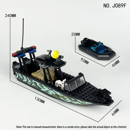 SWAT Sea Python Speedboat Assault Boat Building Blocks Military Brick Toy Set