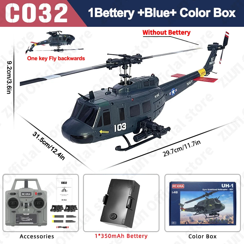 C032 RC Helicopter 2.4G 6CH Brushless Gyro Altitude Hold Optical Flow Drone Toy