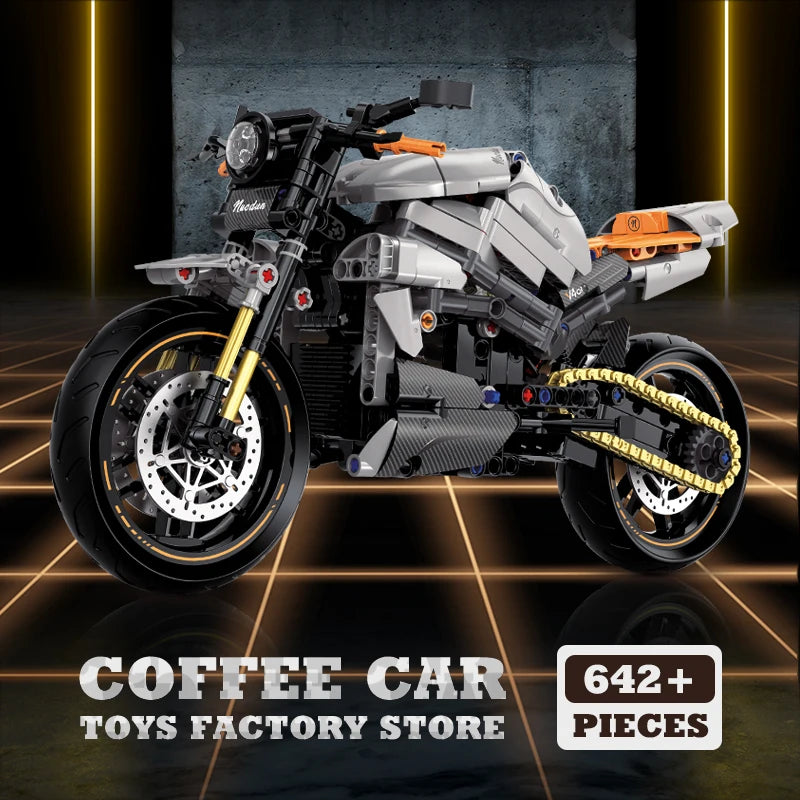 1:8 High-Tech Motorbike Building Blocks MOC Speed Racing Motorcycle Model Toy Gift