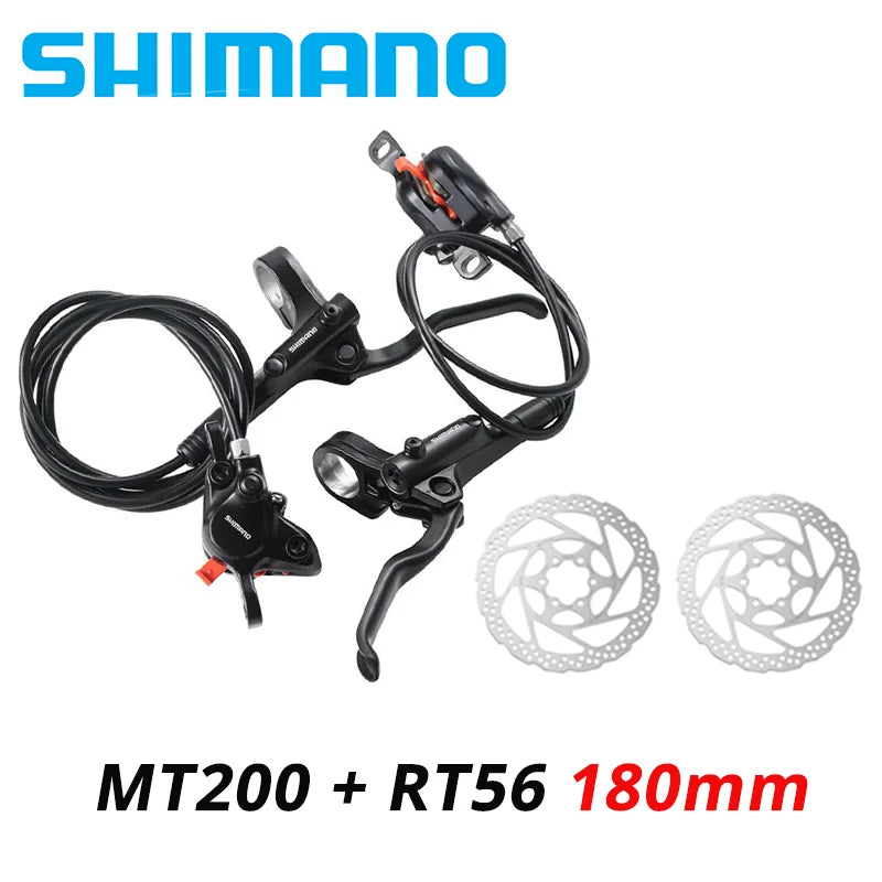 Shimano MT200 Hydraulic Disc Brake Set with Levers and 180mm Rotors