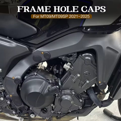 Frame Hole Cover Caps Plug Kit Compatible with Yamaha MT-09 SP 2021-2025