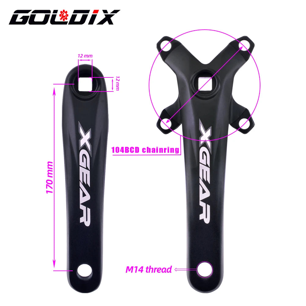 GOLDIX 104BCD Square Taper MTB Crankset Single Chainring 170mm Forged Alloy - EXPROTAS