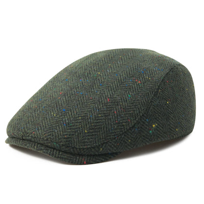 Men's Herringbone Newsboy Hat Wool Blend Flat Cap Gatsby Style