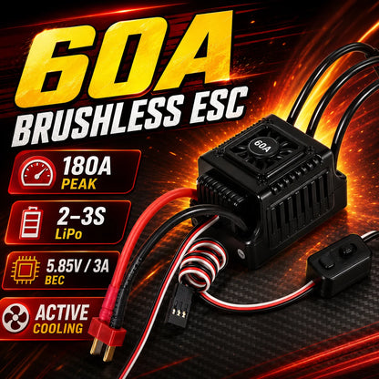 For 1/10 RC Brushless Motor 3000KV 3300KV 3930KV 4370KV 60A ESC Combo