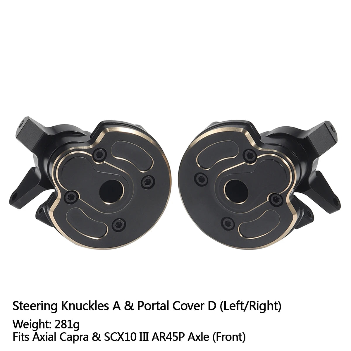 Black Brass Steering Knuckle Portal Cover Weights for Axial Capra SCX10 III