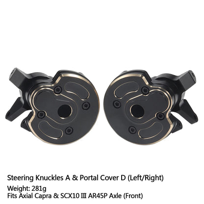 Black Brass Steering Knuckle Portal Cover Weights for Axial Capra SCX10 III