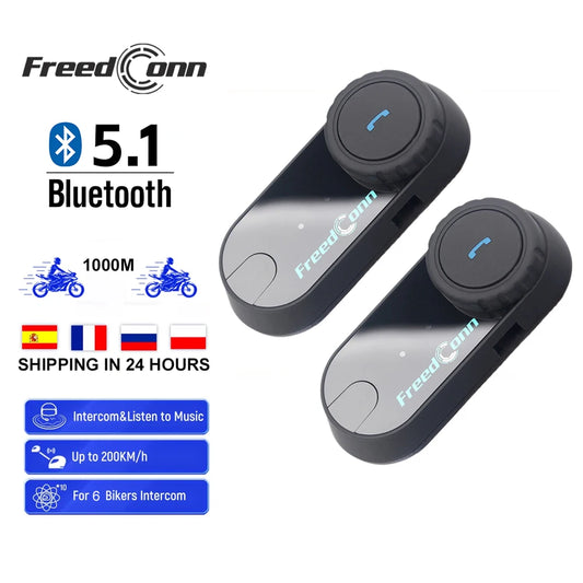 Freedconn Motorcycle Helmet Bluetooth Intercom BT5.1 FM Music Share Waterproof