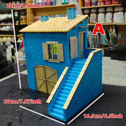 1/35 Model Building Architecture House Diorama Kit - 20 Pieces