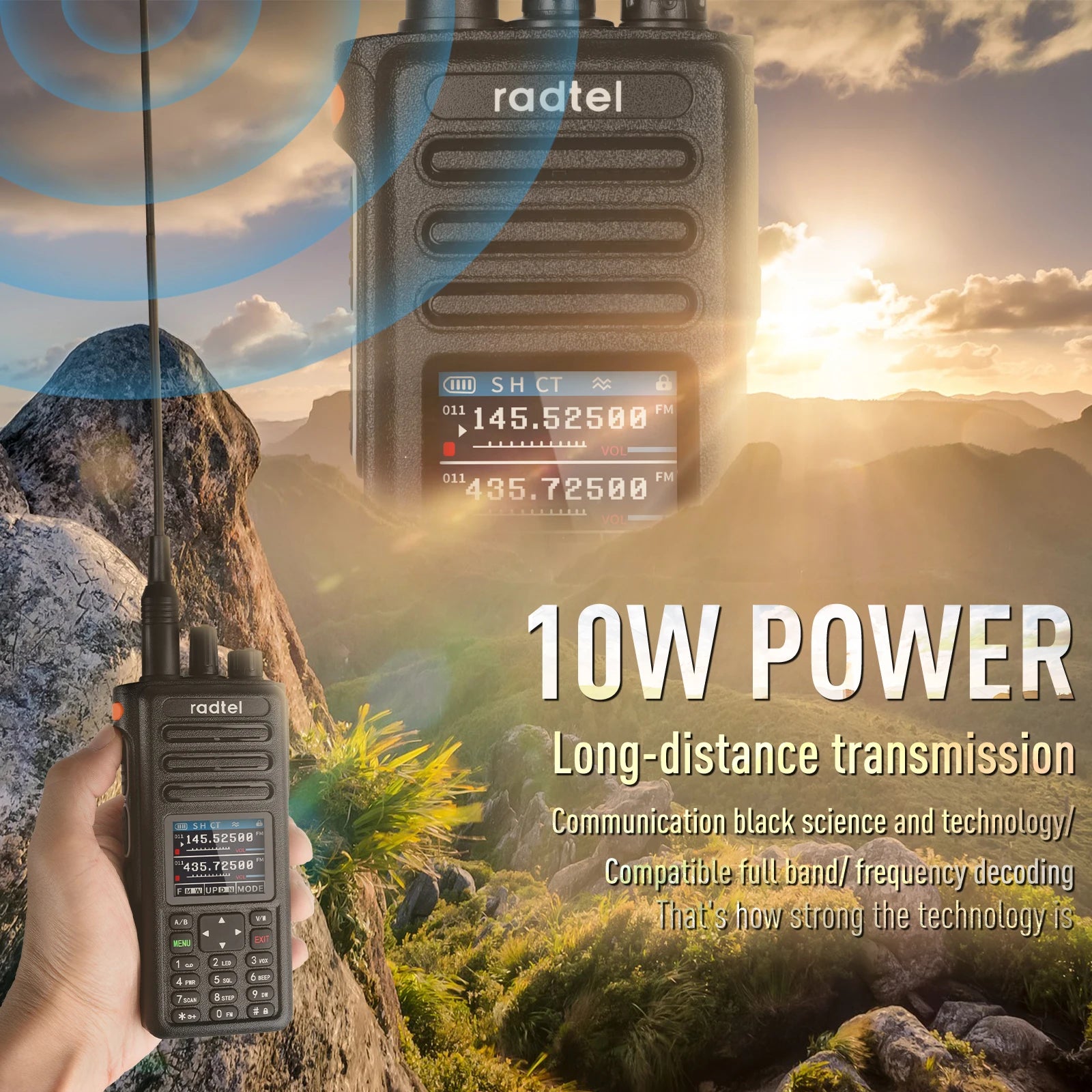 Radtel RT-730 10w Air Band Walkie Talkie Full Band Amateur Ham 199CH  HT USB-C Battery NOAA FM AM UHF VHF Satcom-EXPROTAS