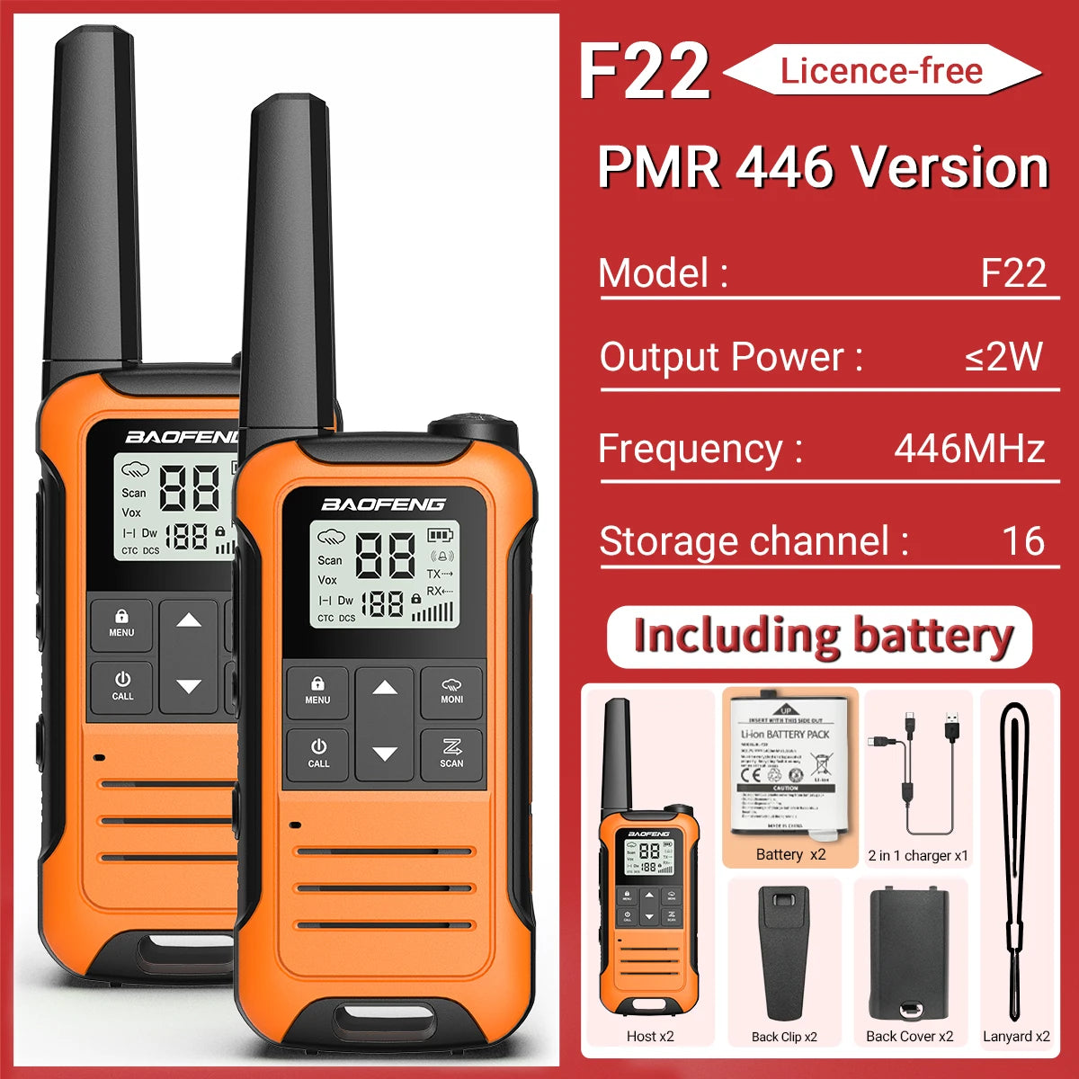 2pcs Two Way Radio Walkie Talkie Long Range Portable Rechargeable for Camping