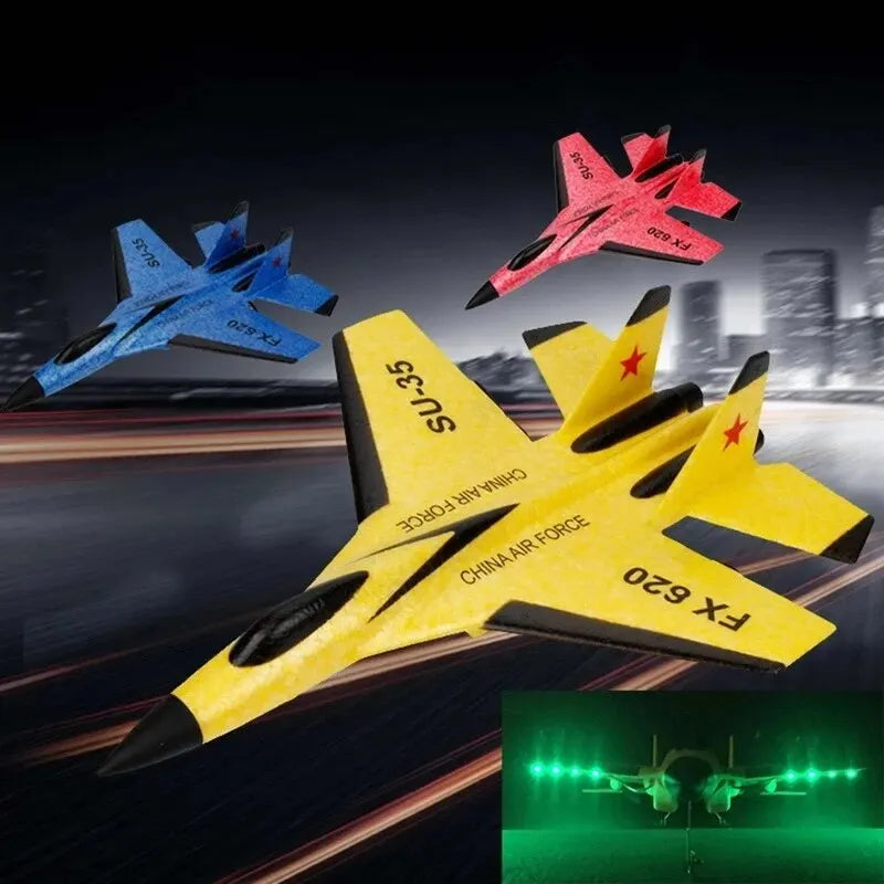 SU35 RC Plane FX620 FX820 2.4G Remote Control Flying Model Glider Airplane With LED Lights Aircraft Foam Toys For Children Gifts-EXPROTAS