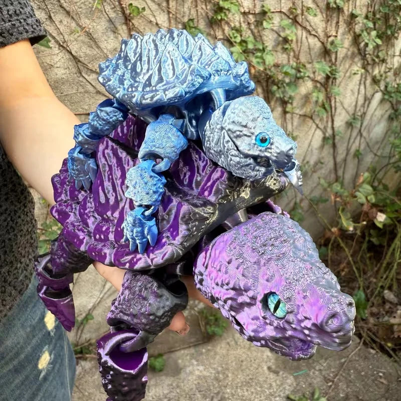 New 3D Printed Alligator Snapping Turtle with Flexible, Movable Joints And an Open Mouth - A Popular Gift And Desktop Ornament