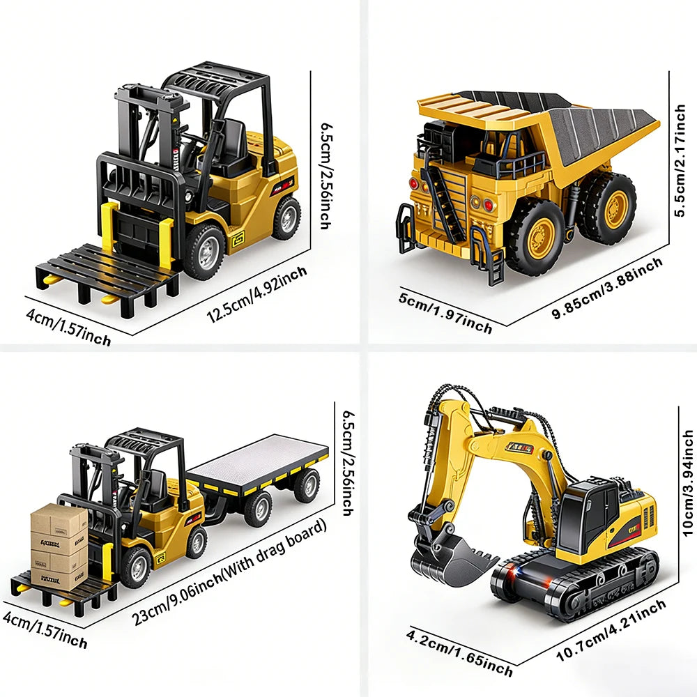 Bluetooth Remote Control Car 1:64 Mini Crane Forklift Alloy Toy
