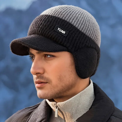 Ear Protection Dual-Tone Knit Baseball Cap for Outdoor Activities