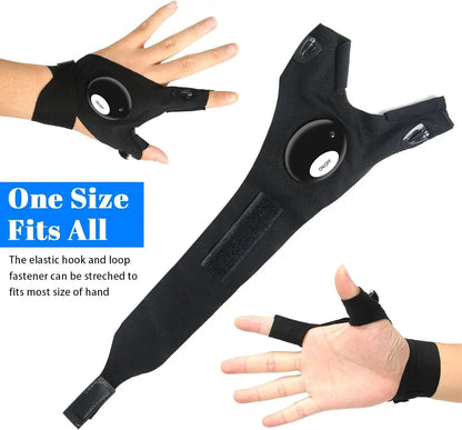 LED Half Finger Gloves | Waterproof Outdoor Cycling Flashlight Gloves for Men