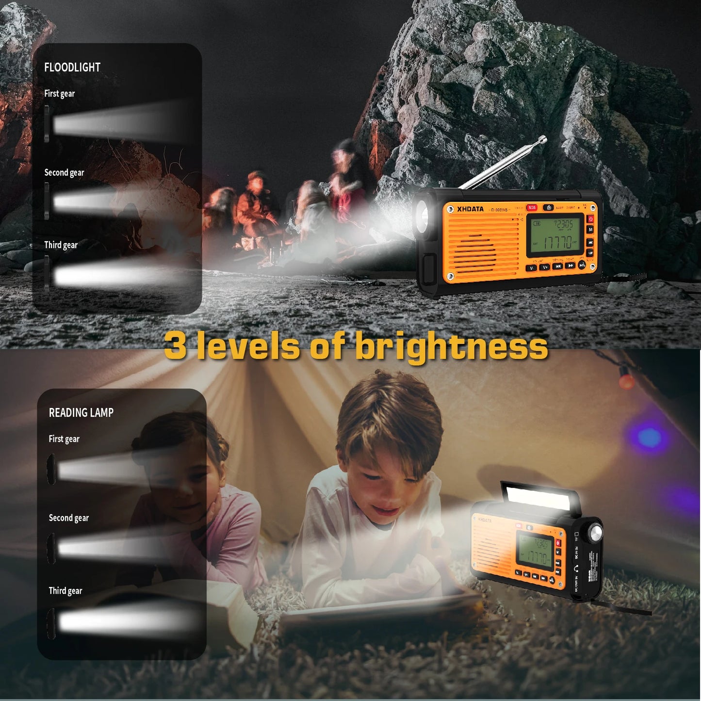 XHDATA D-608WB Emergency Radio | Crank, NOAA, Bluetooth, Speaker, Flashlight