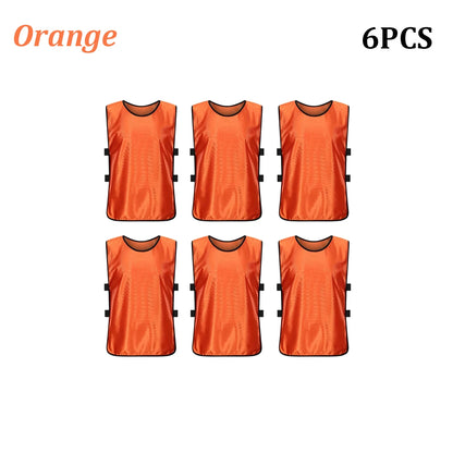 6PCS Pinnies Quick Drying Soccer Football Training Vests Youth Sports