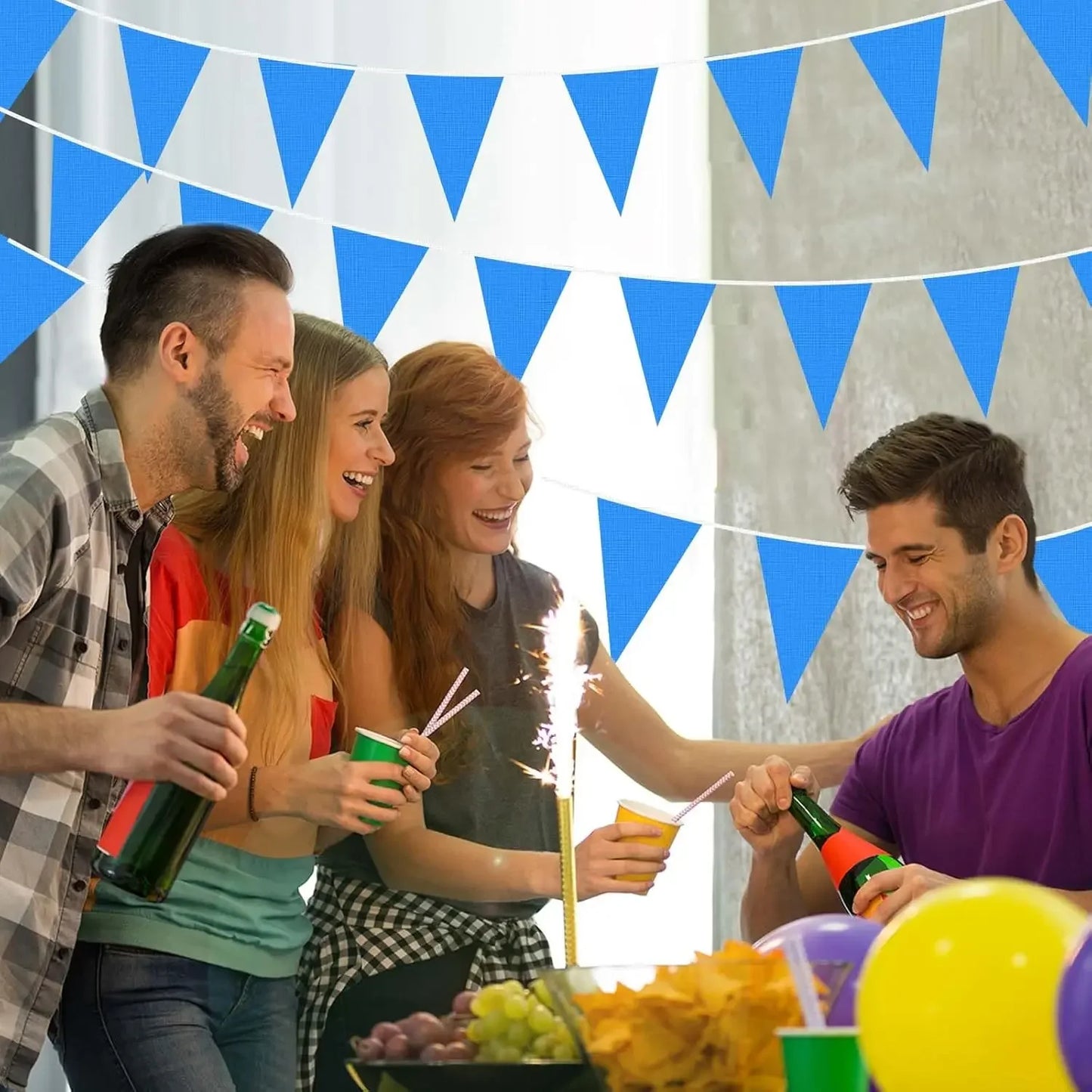 33ft Pennant Banner Flag 20Pcs Triangle Bunting Party Decoration Blue