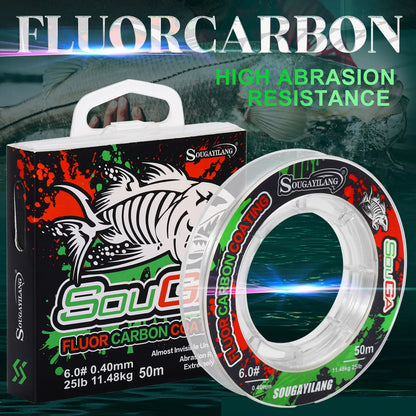 50m Fluorocarbon Fishing Line Sougayilang 3-25lb Low Stretch Tackle