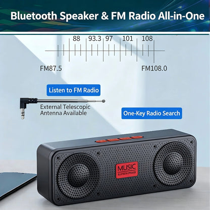 EXPROTAS Bluetooth Speaker Portable Subwoofer Wireless Outdoor FM Stereo
