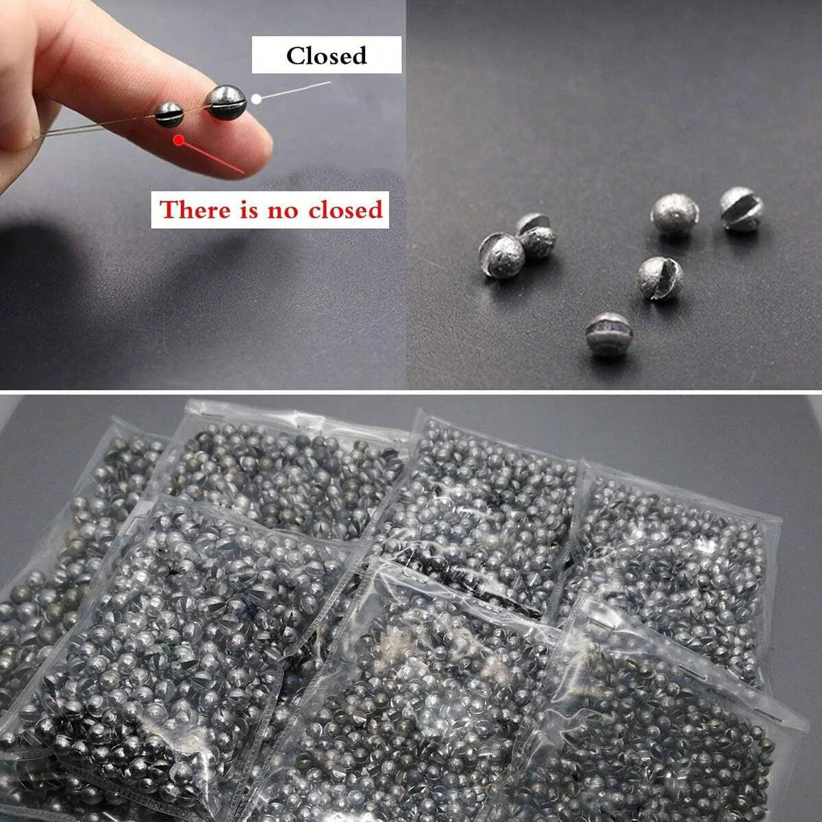 100Pcs Fishing Lead Split Shot Sinkers Round Weights for Tackle
