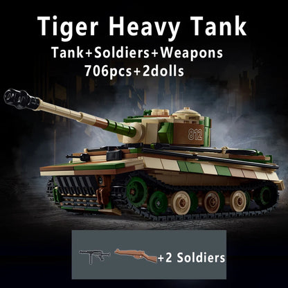WW2 German King Tiger Heavy Tank Building Blocks Military Brick Model Toy Set