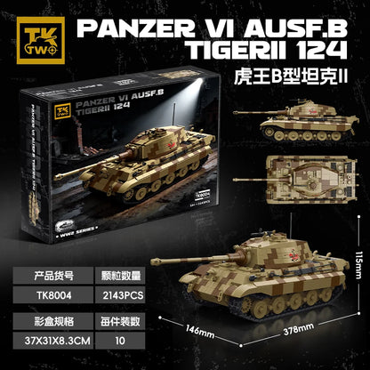 TK8004 King Tiger Panzer VI Ausf B Heavy Tank Building Blocks 2143pcs