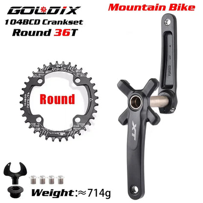 GOLDIX XT MTB Crankset 170/175mm 104BCD Wide Narrow Chainring Shimano SRAM 11–12s - EXPROTAS
