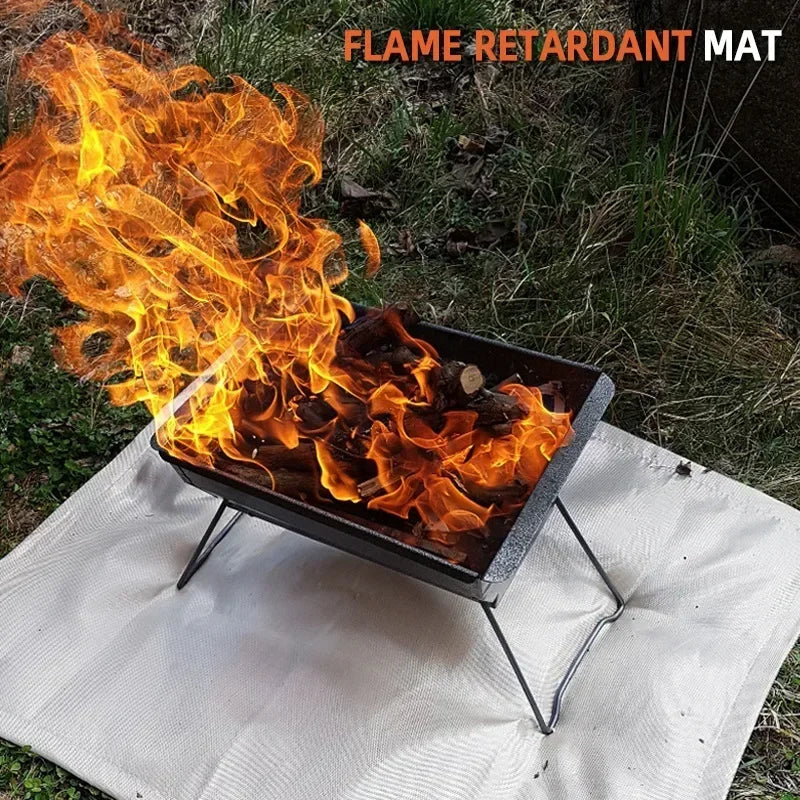Outdoor Camping Fireproof Cloth BBQ Insulation Mat Flame Retardant Fiberglass Pad