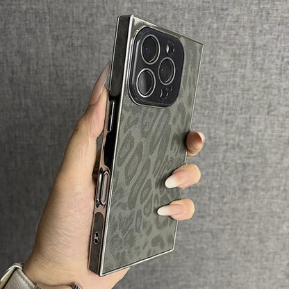 Leopard Pattern Matte Armour Case for iPhone 13-17 Air Pro Max Lens Cover