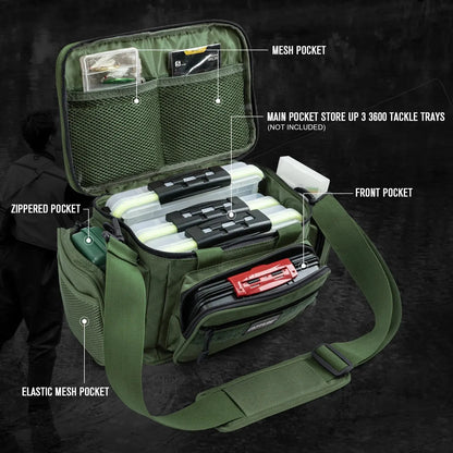 Fishing Tackle Bag Large Capacity Backpack 600D Oxford Waterproof Camping
