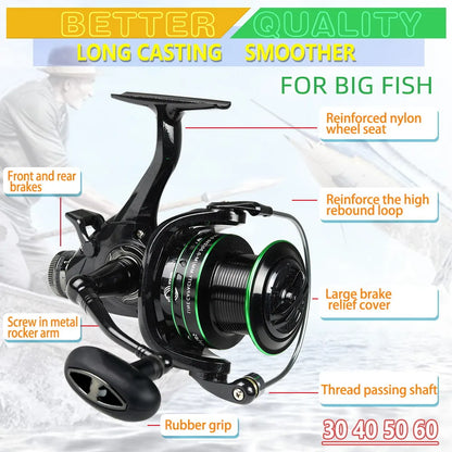 Resistance Spinning Reel 15KG-20KG Max Drag 5.2 Gear Ratio Metal Spool