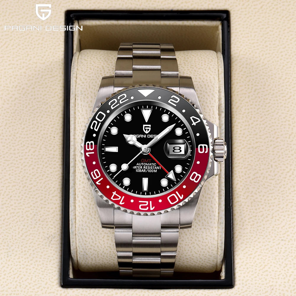 PAGANI Design PD-1662 Men’s Automatic Watch Stainless Steel Ceramic Bezel Waterproof