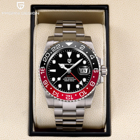 PAGANI Design PD-1662 Men’s Automatic Watch Stainless Steel Ceramic Bezel Waterproof