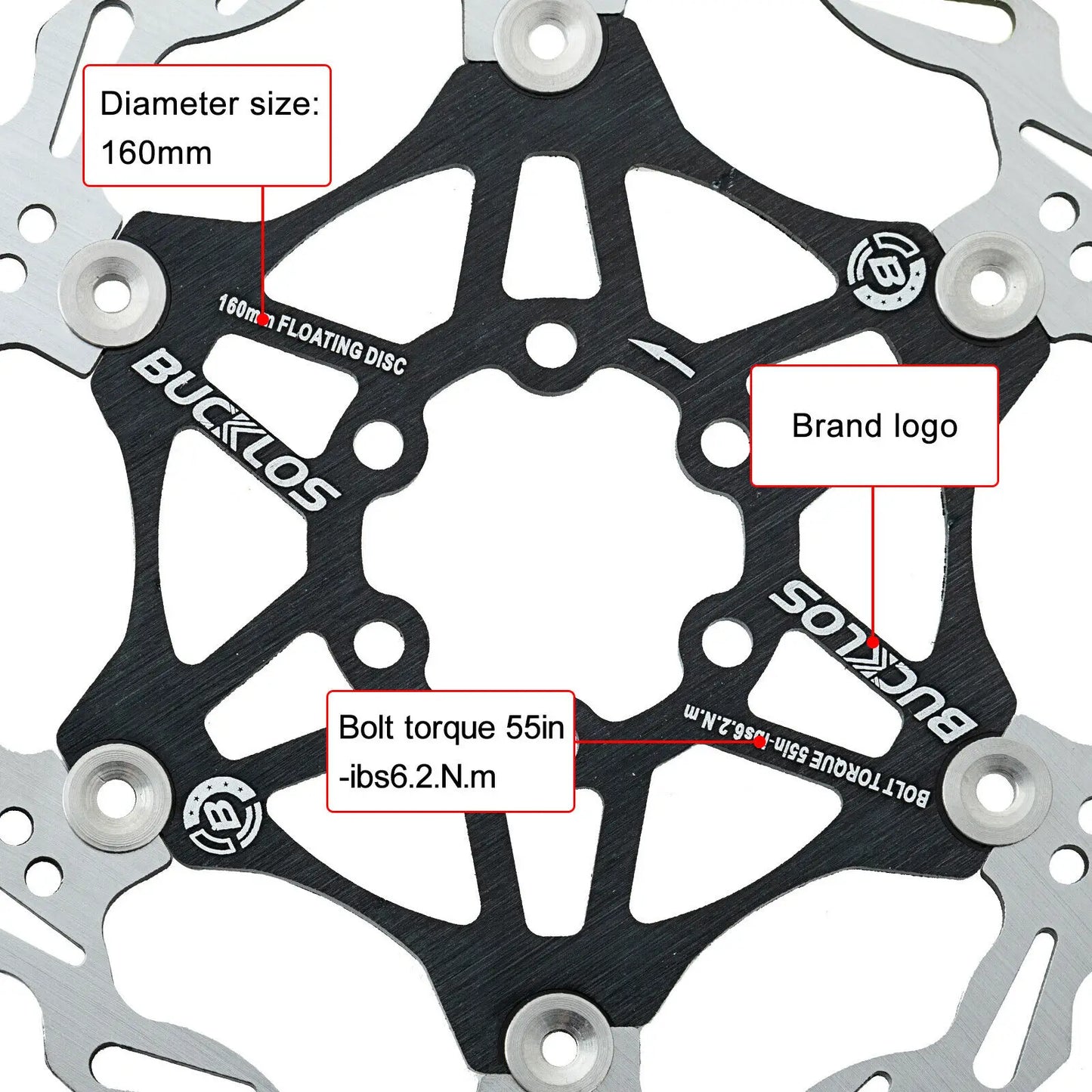 BUCKLOS MTB Floating Disc Brake Rotors 2pc 160mm 180mm 203mm Bicycle