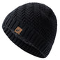Unisex Peak Label Winter Hat Fur-Lined Knitted Beanie Warm Outdoor Sports Cap - EXPROTAS