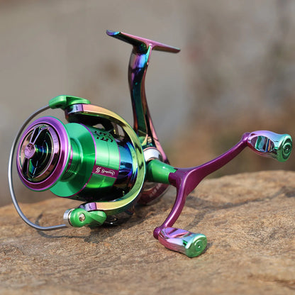 Sougayilang Spinning Fishing Reel 5.0:1 Gear Ratio 8kg Max Drag Metal Spool Foldable Double Arm Freshwater Saltwater