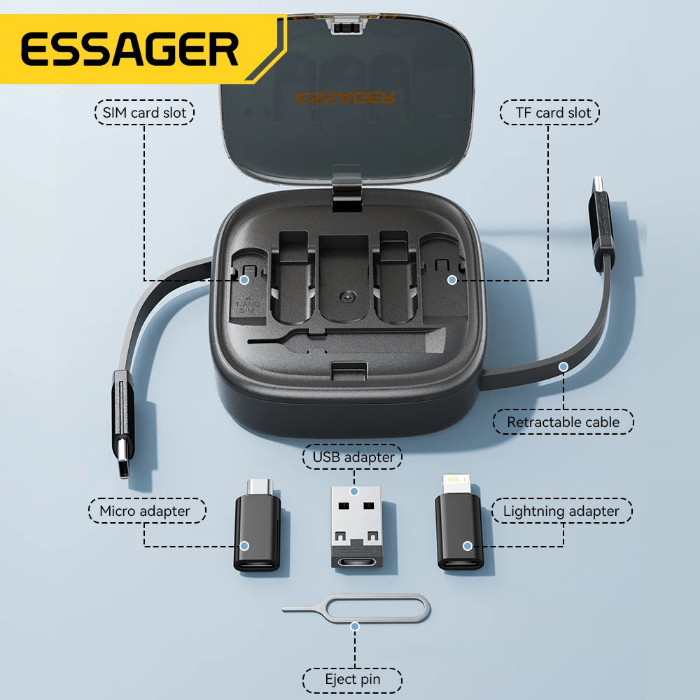 Micro Lightning Cable Fast USB 60W Charger for Travel Storage Box