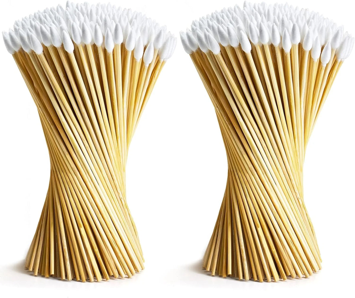 300PCS Cotton Swabs Pointed Tip Wooden Handle Precision Buds